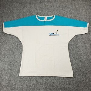 Vintage 80s San Francisco T Shirt Medium Windsurfing Ringer Tee Colorblock USA